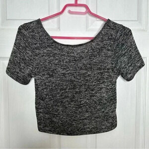 Kersh T-Shirt Cropped  Marled Black & White Size Small